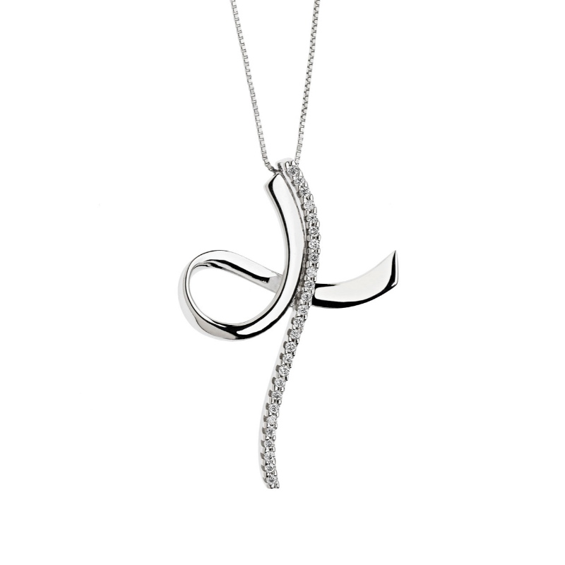 レディースシンプルクロスタイプ925シルバービスコースストーンネックレス中国ルイファンバオジュエリーファクトリー