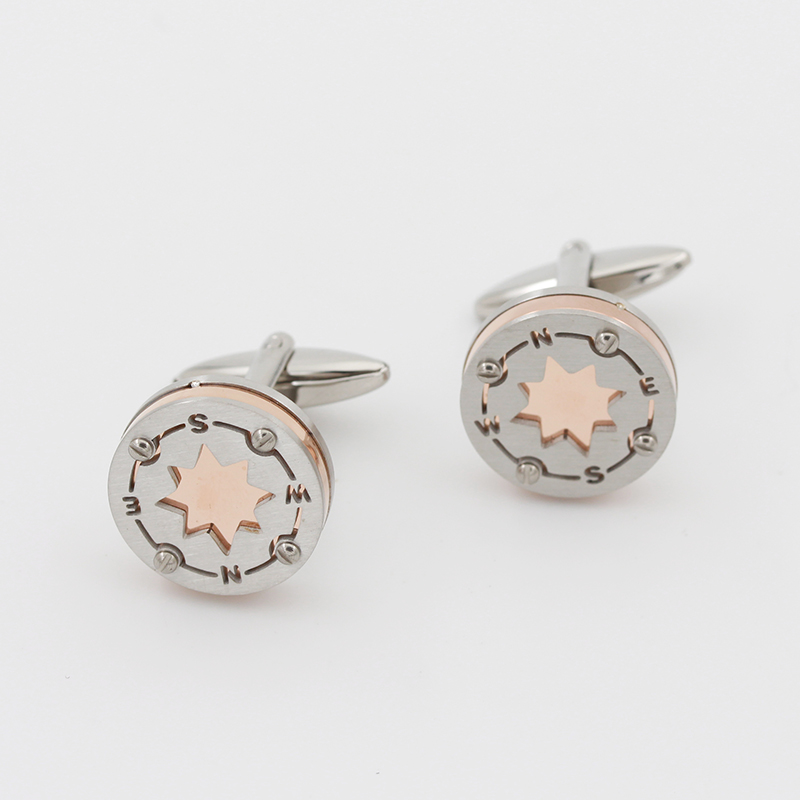 卸売メンズステンレス鋼ツートーンウィンドスタイルカフリンクス