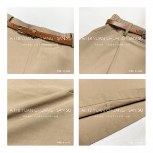 ゆったりとしたデザインミニマリストストレートスタイルカジュアル無地のコットンとリネンの特大カスタムミディスカート16532