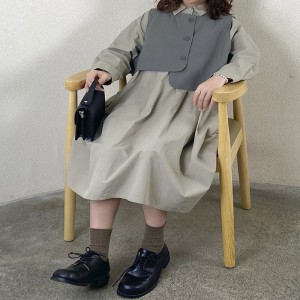 ルーズフィットデザインミニマルスタイリッシュカジュアルソリッドカラー印刷カラーコットンとリネン特大カスタム19530シャツドレス+ウエストストッキング