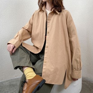 ルーズフィットデザインミニマイザスタイリッシュカジュアルカジュアルカラーストライプチェックオーバーサイズカスタム7757ルーズシャツ