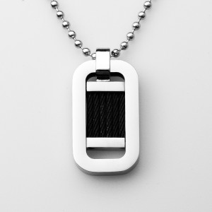 卸売ステンレス鋼ツートーンブラックスティーワイヤーペンダントネックレス