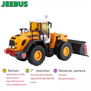 エンジニアリング機械車両レーダーパーキングセンサー検出監視システム2つの超音波センサーを備えたリバースカメラデジタルディスプレイ