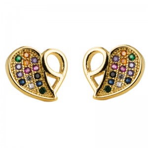 レディースヨーロッパとアメリカの新しいスタイルの花の蝶のイヤリング誇張創造的なトレンディな歌詞ジルコンレインボーイヤリング女性