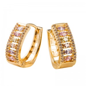 東大門イヤリング、女性の人気の気質イヤリング、銅inlaidジルコンと電気めっきゴールドフランスのイヤリング