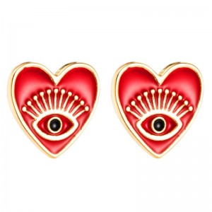 Amazonクロスボーダーウィッシュイヤリング女性ヨーロッパとアメリカのファッションジュエリーエンジェルアイイヤリング銅インハート型イヤリング