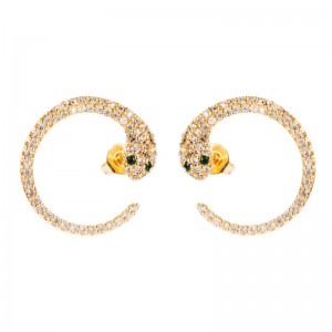 ヨーロッパとアメリカのクロスボーダーの新製品イヤリング誇張された性格蛇のイヤリングマイクロインレイドジルコンヒップホップc字型のヘビイヤリング