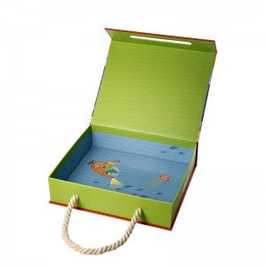 ハンドルが付いている卸売の注文のロゴのリサイクルおもちゃのパズルの段ボールの磁気フラップギフト包装箱