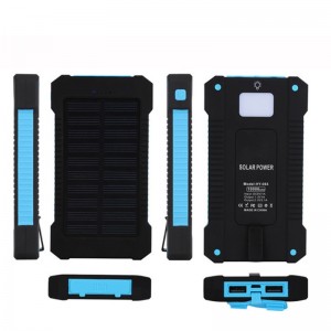 ソーラーパワーバンクデュアルUSBパワーバンク20000mAh防水充電器の外部携帯用太陽電池パネルLEDライト