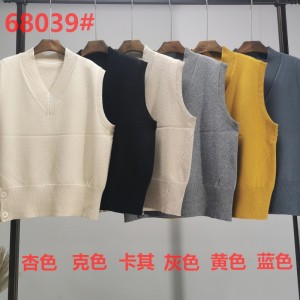 ファッショントレンドシンプルジョーカーレジャーベース編みベスト68039#