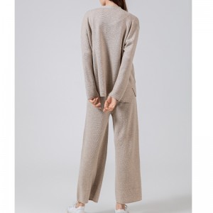 ファッショナブルなカジュアルなシンプルなウールセーター2ピース小さいカーディガンセット69059#