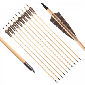 羽のアーチリーの伝統的な弓の撮影を持つ屋外117027-01 OD9mm 30inch木の矢印