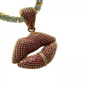 セクシーな赤い唇inlaidネックレス