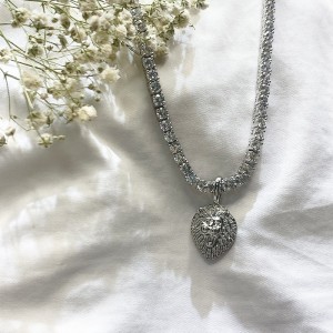 キューバのチェーンネックレス本物のゴールドメッキパーソナライズされたヒップホップ銅ライオンヘッドペンダント（小）