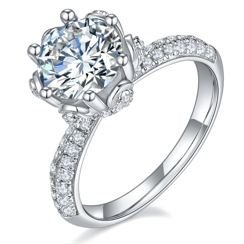 Tuochenジュエリーファクトリースターリングシルバー925/18K/14K/10K/9Kリング3A/5Aジルコン/Moissanite/ダイヤモンドストーン