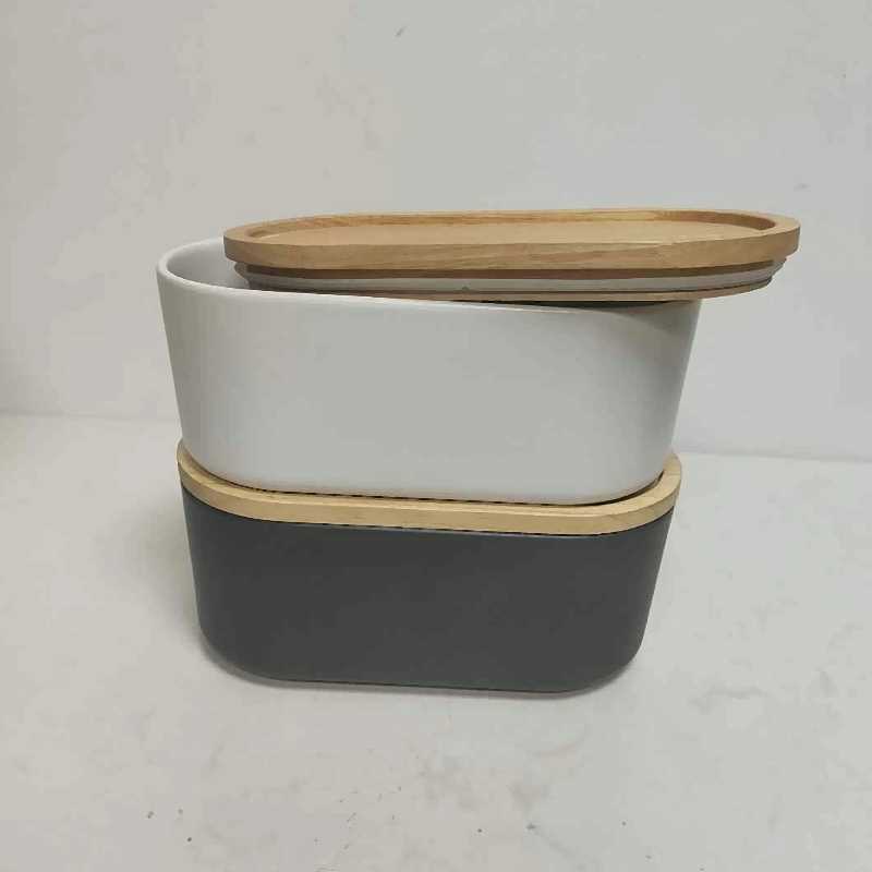 木製のふたの陶磁器の陶器の貯蔵キャニスターの瓶を持つ卸売