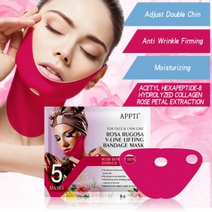 Appti Rose Rugosa V-LIFING BASSAGE MASK FACE SLIMMING STRAP Beauty Chin Delucersヒドロゲルフェイシャルマスクを持ち上げて肌を締めます