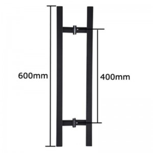 SS-031ブラック高品質ステンレススチールガラスドアプッシュプルハンドルH形状ダブルサイド、24インチスクエアスライドドアハンドル