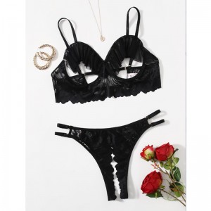 新しいホットファッションブラックの中空アウトレースメッシュ女性ミニドレスセクシーなランジェリー