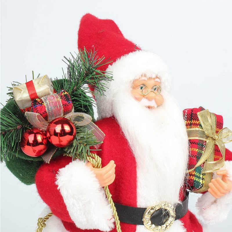 ギフトボックスパイン針プラスチックの伝統的な飾り休日の装飾と14インチの立っている赤いクリスマスのサンタクロース置物