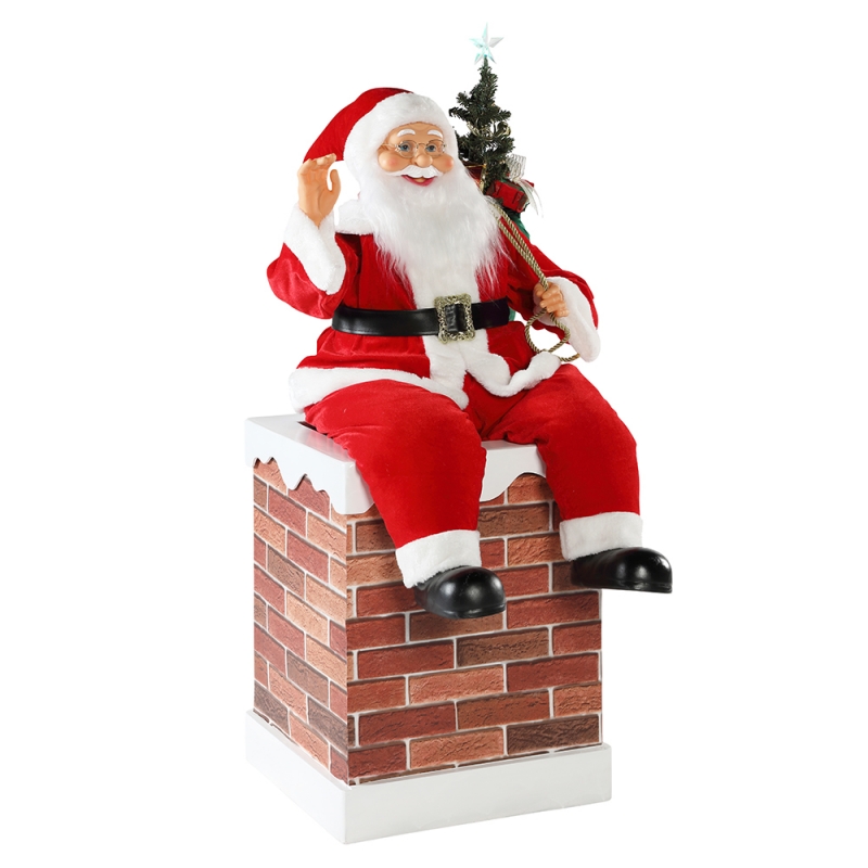 60/100cmクリスマスの煙突のアニメーションサンタクロース照明飾りの装飾置物コレクション休日K/D