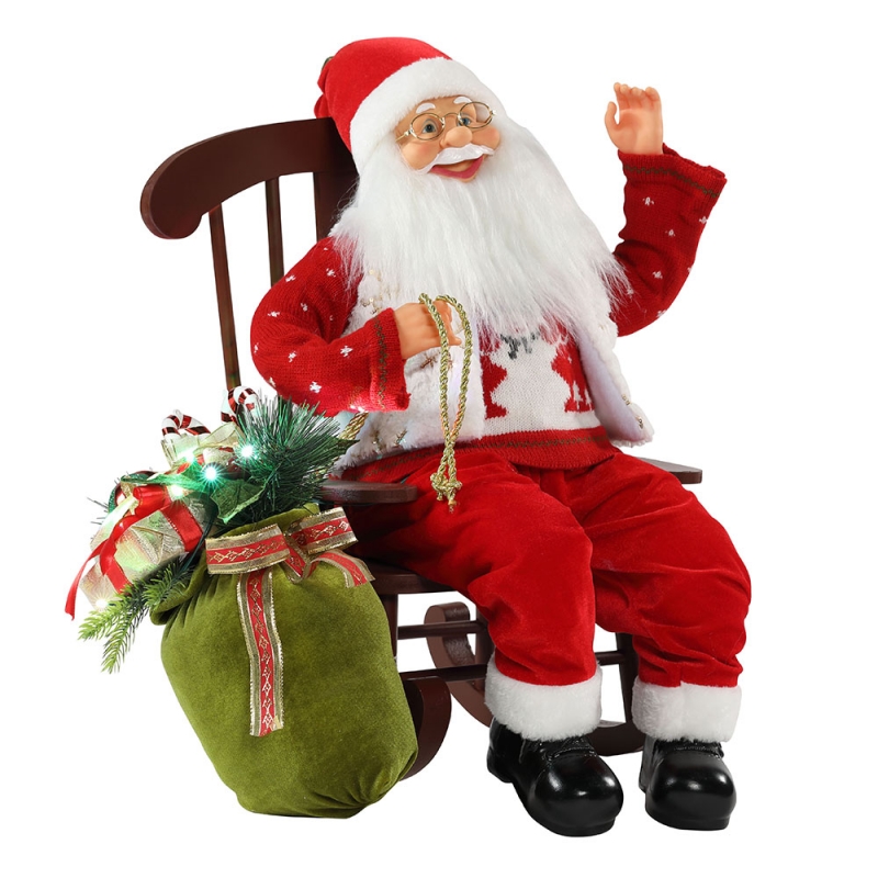 55cmの椅子アニメーションサンタクロースライトクリスマス飾り置物の置物の装飾クリスマス人形休日のコレクションホームギフト