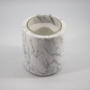 天然大理石の石のガラスカップのキャンドルホルダー