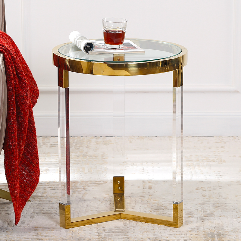 高級サイドテーブルブラシ真鍮製コンソールテーブル北欧コンテンポラリーコーナーコーヒーテーブル
