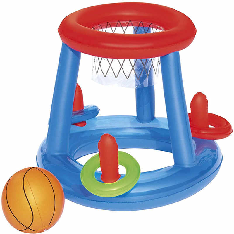 インフレータブルプールフローティングバスケットボールフープセット、プールゲームおもちゃ、膨脹可能な水バスケットボールスタンド