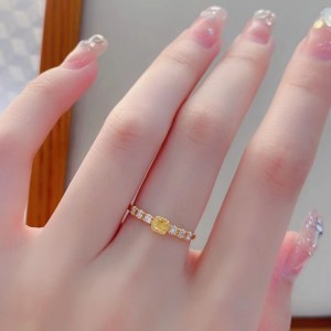 ファッションジュエリーメーカー18K/14K/10K/9Kゴールドシングルイエローダイヤモンドストーン女性ゴールドリングデザイン