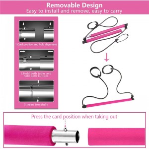 ピラティスバーセット、ポータブルヨガエクササイズピラトスティックレジスタンスバンドフットループ、フィットネス機器