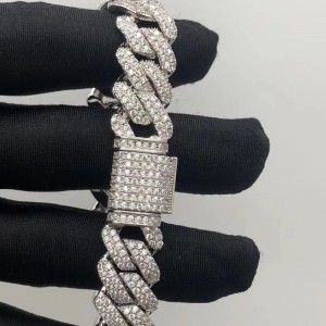 Tuochen Jewelry Sterling Silver925 Moissanite Stone Bracelet for Man