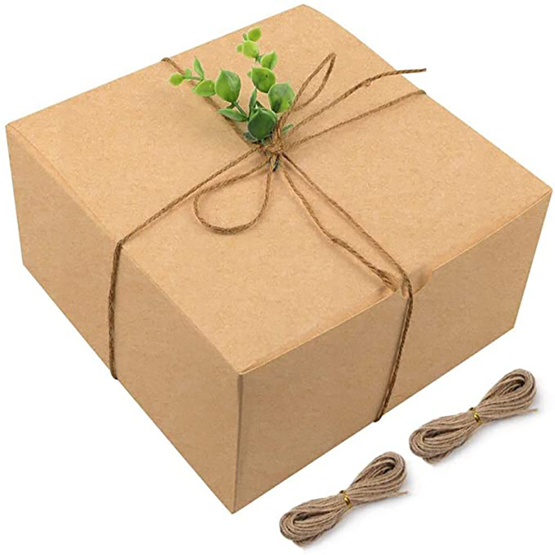 Moretoes Brown Gift Boxes Kraft Pack 8x8x4インチ、クリスマスギフト用のふたが付いた紙ギフト段ボール箱、花嫁介添人の提案箱、カップケーキボックス、クラフトギフトボックス