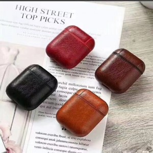 Apple Airpods保護ケース、Bluetoothワイヤレスヘッドセットボックス、ストレージボックス保護ケース、完全に覆われた耐摩耗性、イタリアの革のワインレッドに適しています