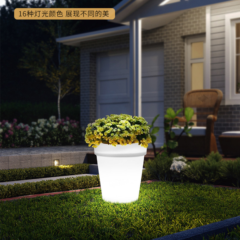 屋外LEDプラスチック製の小さな植木鉢ライト（16モード、調光剤、IP68防水）リモートコントロールパティオガーデンパーティーデコレーション用の屋外装飾床ランプ裏庭のポーチ、ウェディングナツ