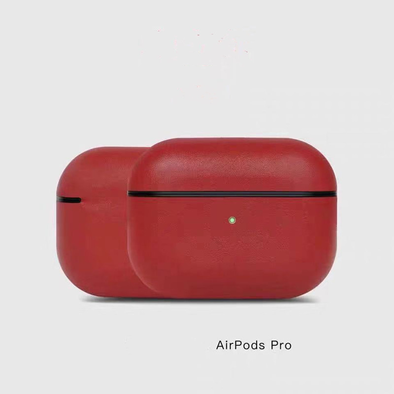 AirPods Pro Leather Case、本物のレトロオイルワックスクレイジーレザーケース、完全に手作り、フロントLED可視、（ダークブラウン）