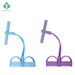 弾力性のある座って引っ張りロープ腹部エクササイザー、4チューブエラスティックサッピングプルロープフットペダルフィットネスストレッチスリミングトレーニングヨガ装備