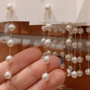 女の子のための18kゴールドパールイヤリング