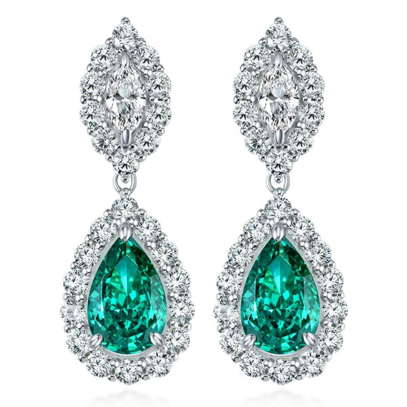 合成Paraiba Ice Cut High Carbon Diamond Studイヤリング