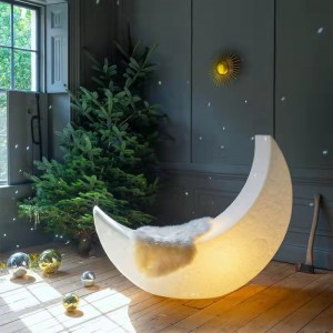 パーティーLED明るいスイングチェアアウトドア\\\\ニンドアプラスチックムーンランプラミナスLEDムーンロッキングチェア