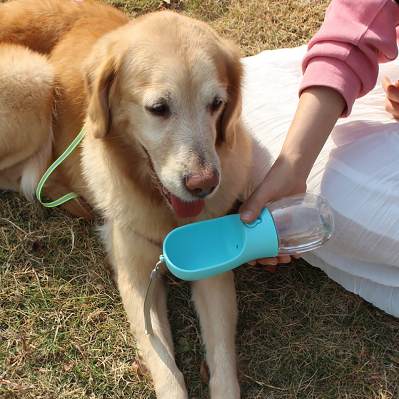 食品グレードのプラスチックリークプルーフポータブル子犬の水ディスカー犬の水のボトルペット用の飲酒フィーダー付き屋外ウォーキングハイキング旅行