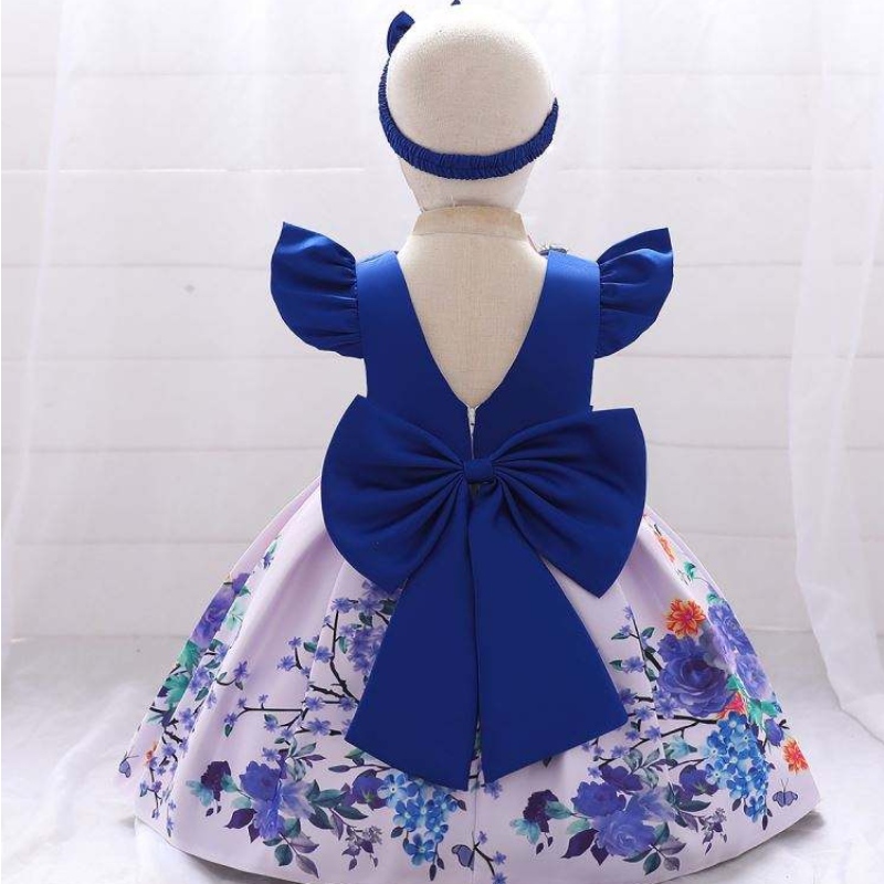 Baige New Fashion Print Girls Frocks Design Frock Kids Flower Birthday Dresses Wholesale L2033XZ