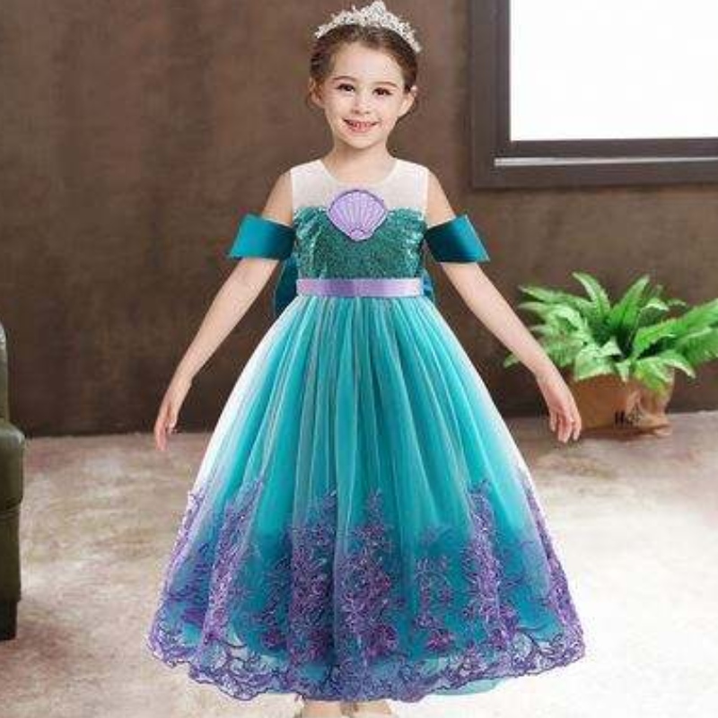 Baige Mermaid Summer Autumn Flower Girl Dress Long Princess Christmas Halloweenコスチューム