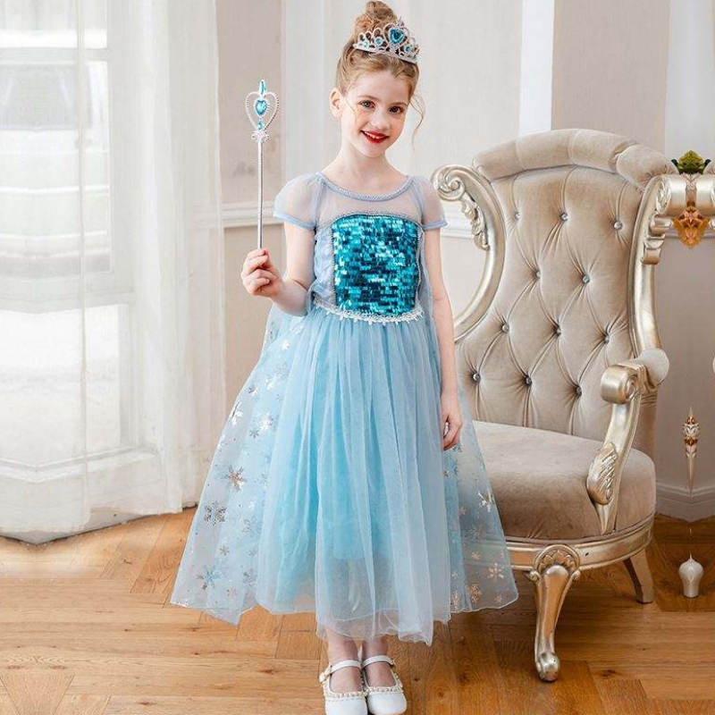 Baige New Arrival Seveless Elsa Anna Fashion Kids Costume Cosplay Girls Costume Party Dresses