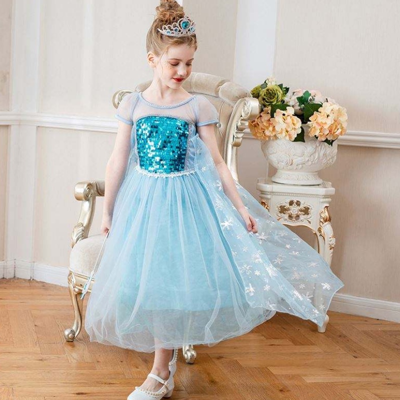 Baige New Arrival Seveless Elsa Anna Fashion Kids Costume Cosplay Girls Costume Party Dresses