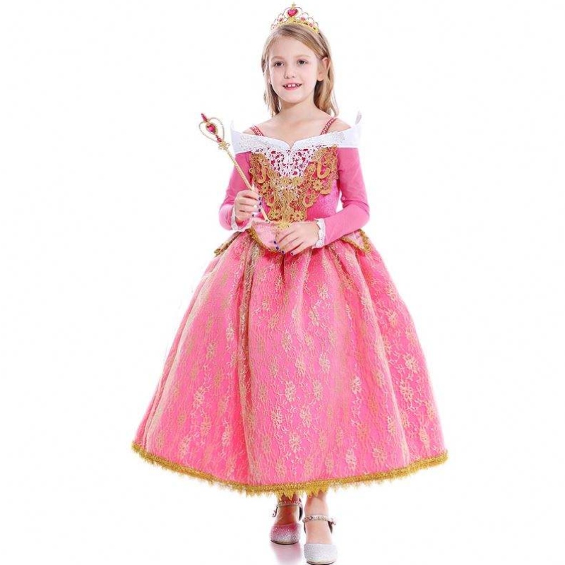 女の子のドレス眠れる森の美女プリンセスオーロラレースドレスコスプレパフォーマンスコスチュームD0701 SMR026