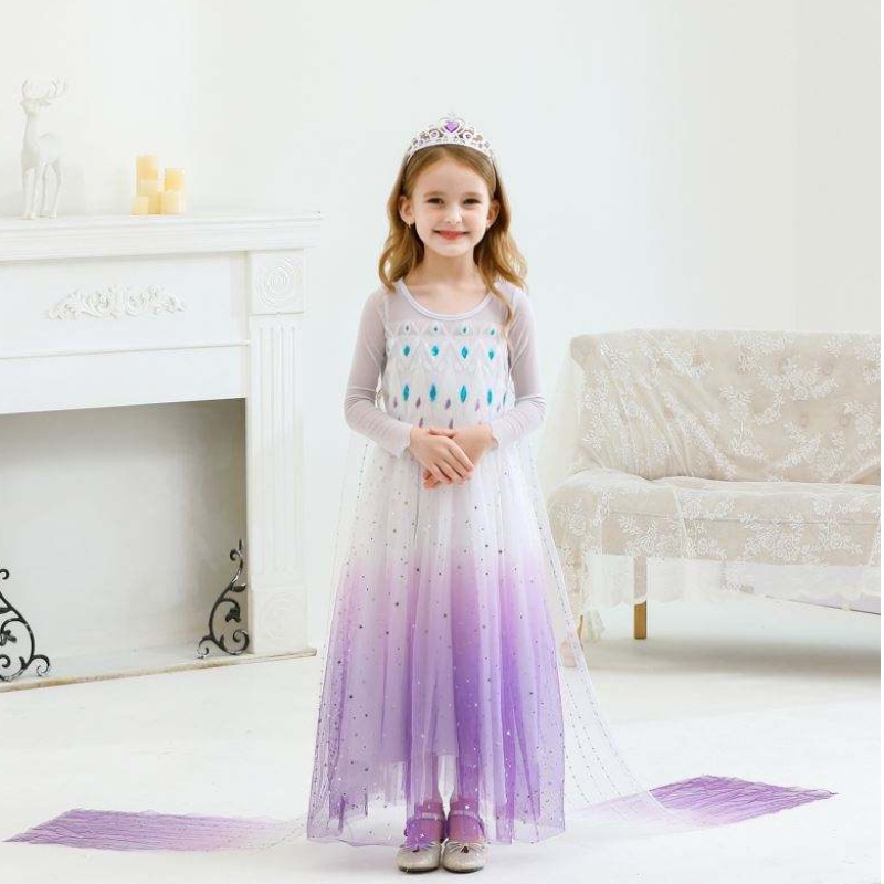 ニューガールプリンセスエルザドレスキッズキッズサマードレスガールズパープルエルザドレス2〜10歳