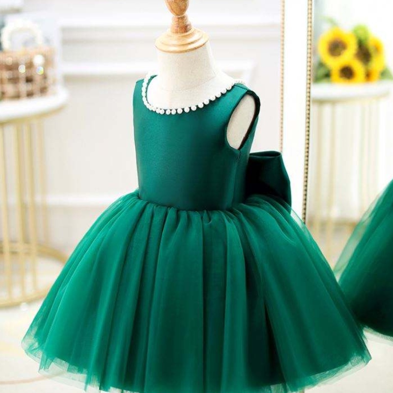 Baige Toddler Princess Flowerv Back Beading Dress Baby Barge Birthday Wedding Party Dresses