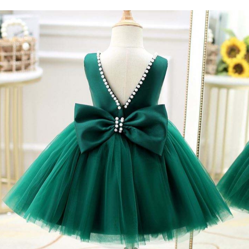 Baige Toddler Princess Flowerv Back Beading Dress Baby Barge Birthday Wedding Party Dresses