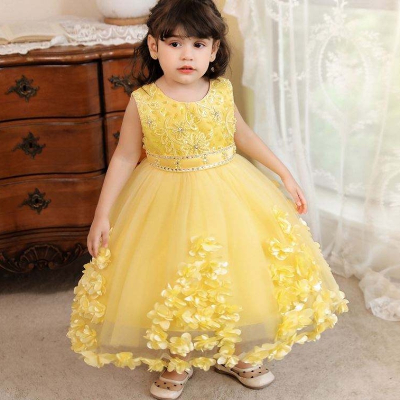 Baige Turkey Style Kids Frock Girl Dress Baige Kids Birthday Party Dress 2年N2103